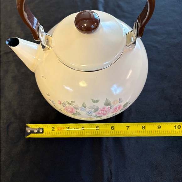 Vintage Metal Teapot It Is A Pfaltzgraff Rose  Pattern - Picture 10 of 10
